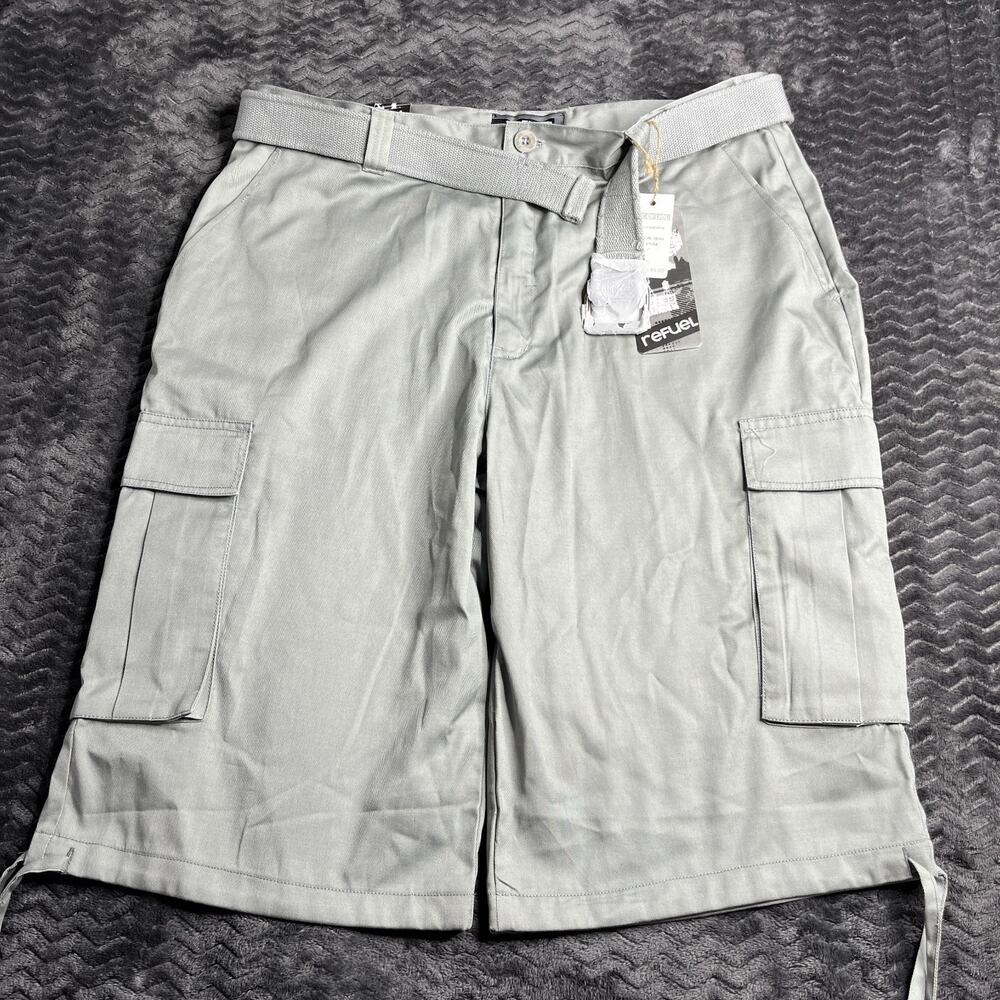 Refuel Classic Cargo Men's Shorts Belted Gray Size 40 NWT